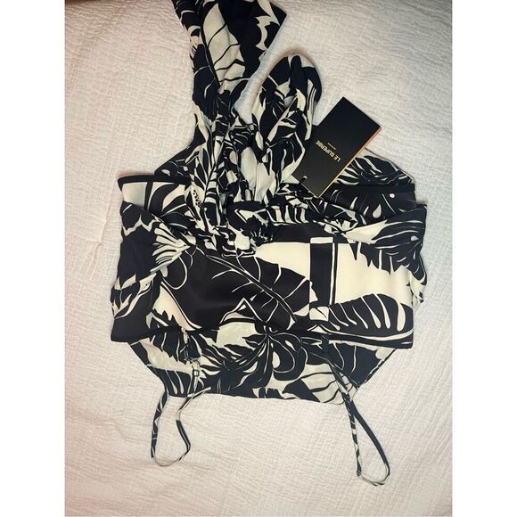 Le Superbe Black and White Floral Luau Tube Top NEW NWT - Picture 7 of 9